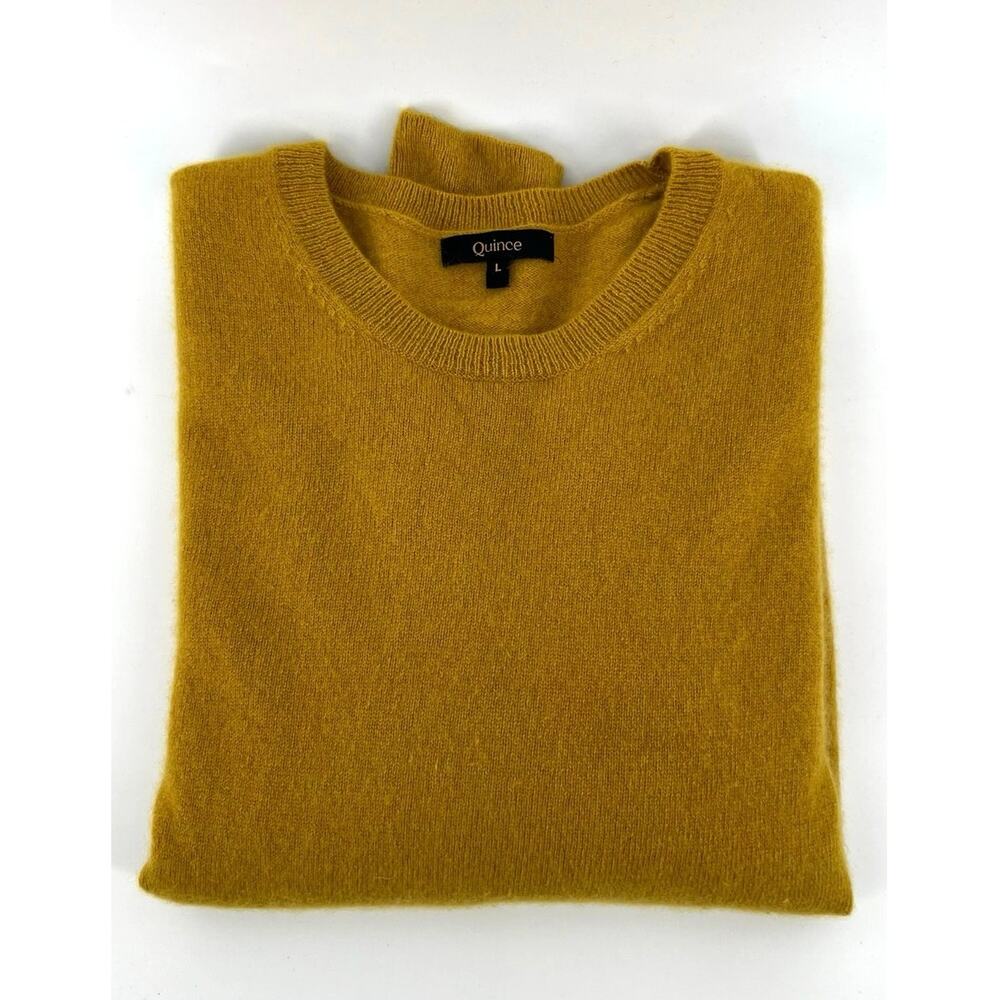 Quince | Mongolian Cashmere Crewneck Sweater Mustard Yellow Women's Size L